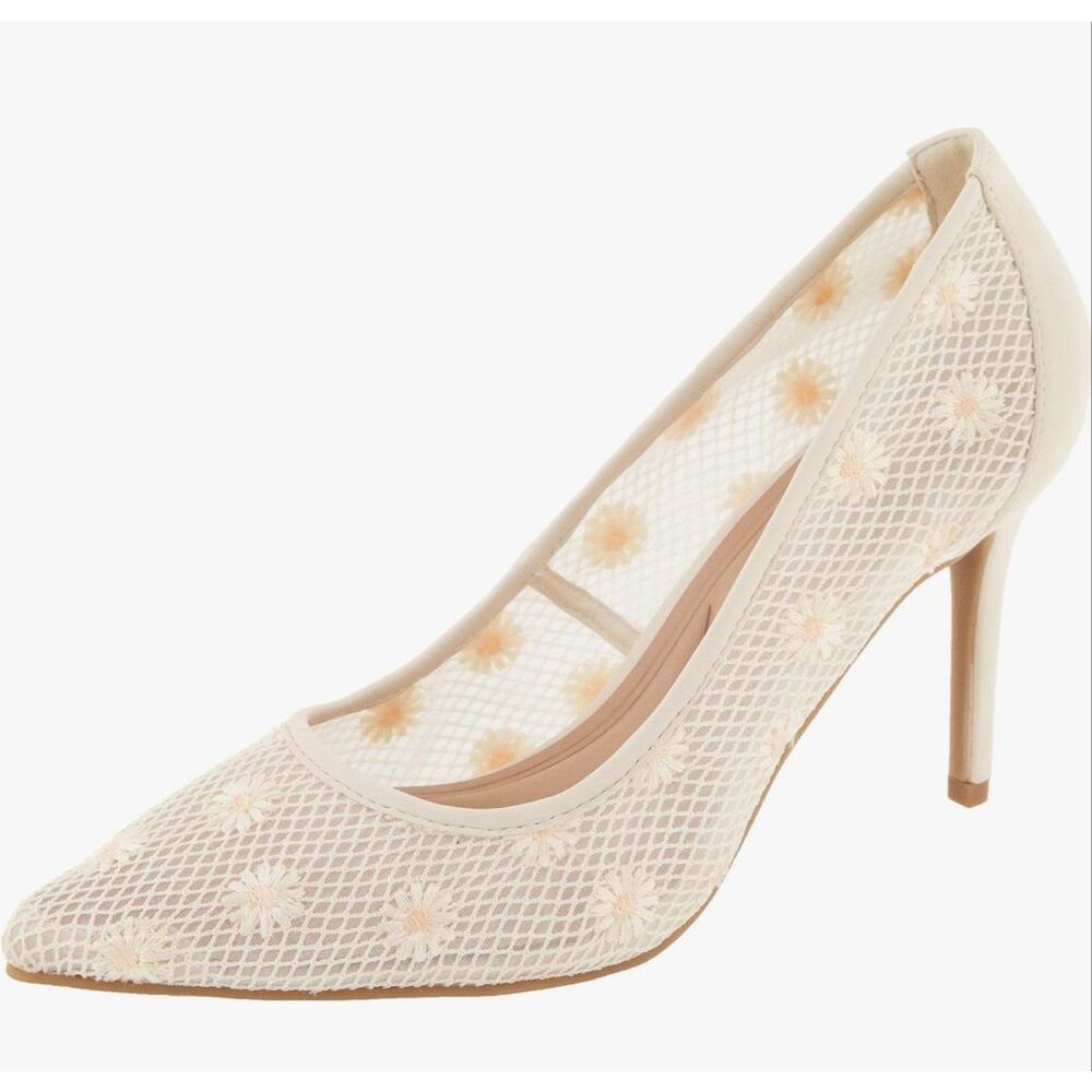NWT BCBGeneration Embroidered Pointed Toe Pump- Ivory/ Daisy- size 9 - Picture 7 of 10